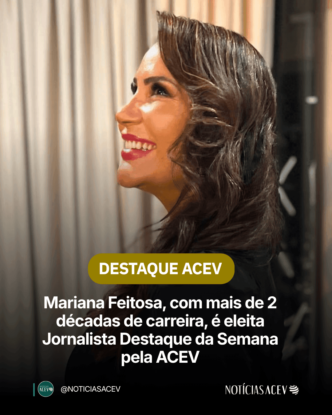 Mariana Feitosa, com mais de duas décadas de carreira, é eleita Jornalista Destaque da Semana pela ACEV