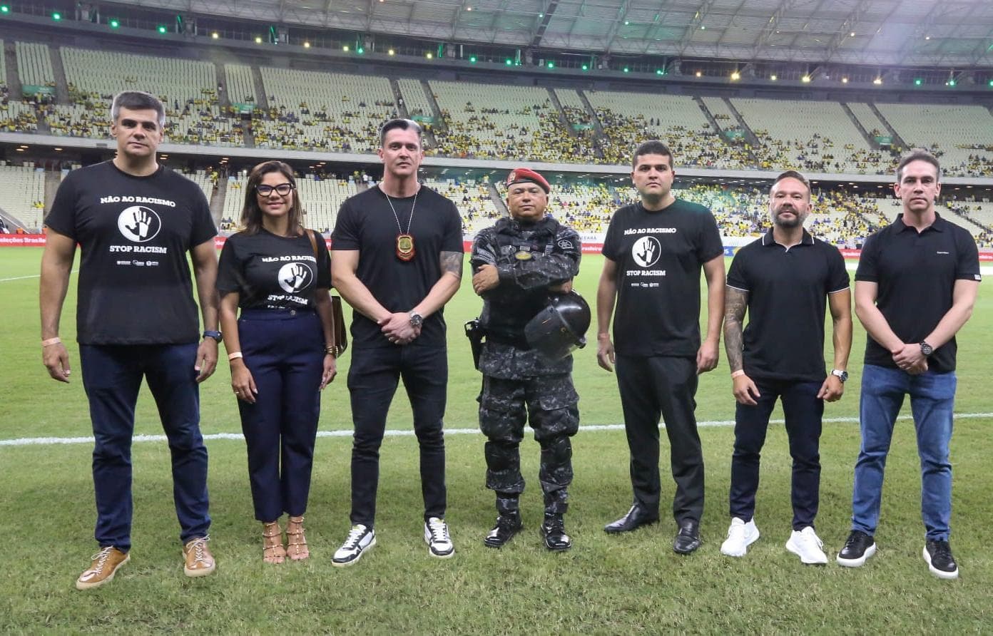 GNCOVE e MP do Ceará lançam campanha “Não ao Racismo” em visita técnica à Arena Castelão durante amistoso do Brasil