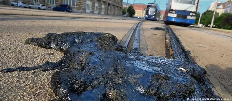 Calor extremo derrete asfalto e paralisa sistema de bondes em cidade da Alemanha